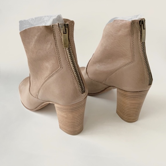 ITALY - Cordani Balero Peep Toe Block High Heel Ankle Bootie Taupe Leather Pumps - Picture 8 of 13